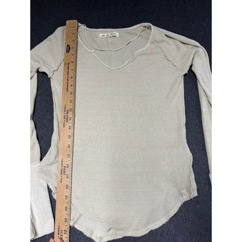 FREE PEOPLE We the Free' Thermal Long Sleeve Top XS‎ IVORY boho